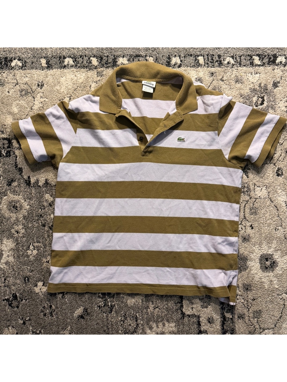 Lacoste Men's Striped Polo Shirt Size 7 Made in Peru